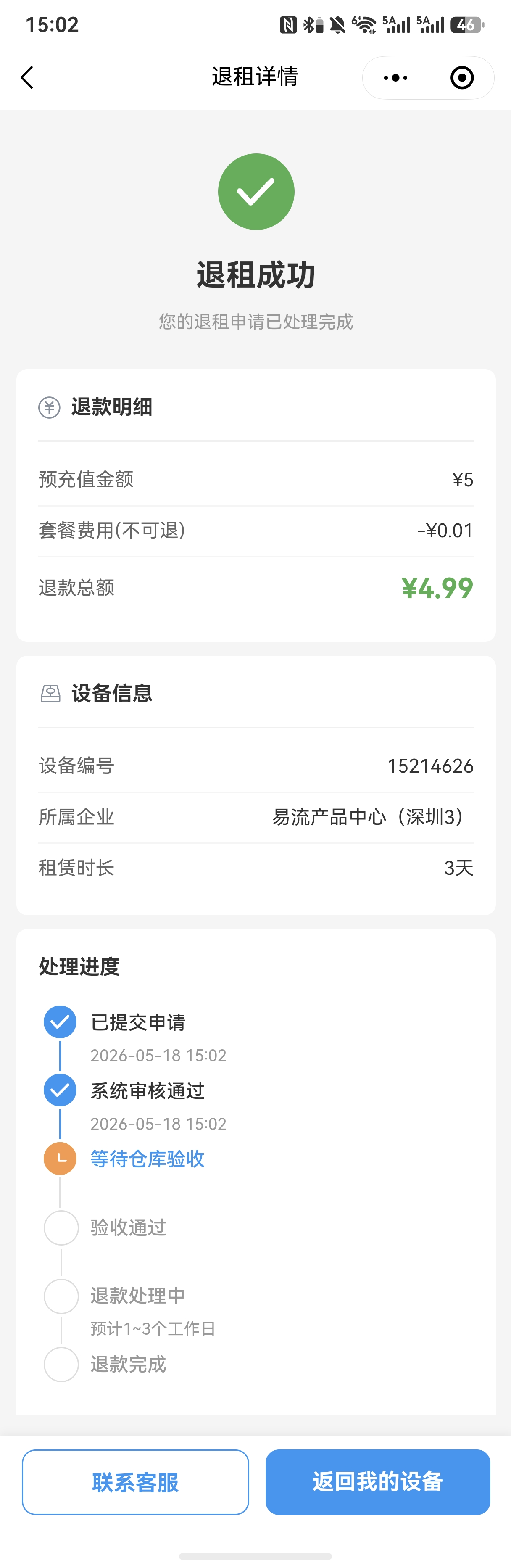 退租详情页面
